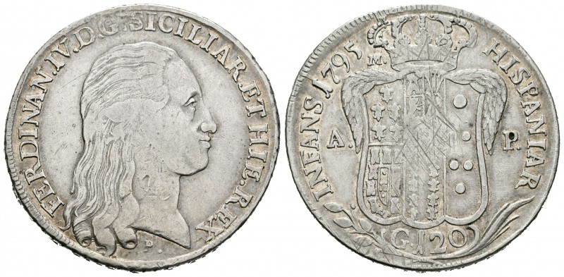Italia. Sicilia. Ferdinando IV. Piastra da 120 grana. 1795. Nápoles. M / A-P. (K...