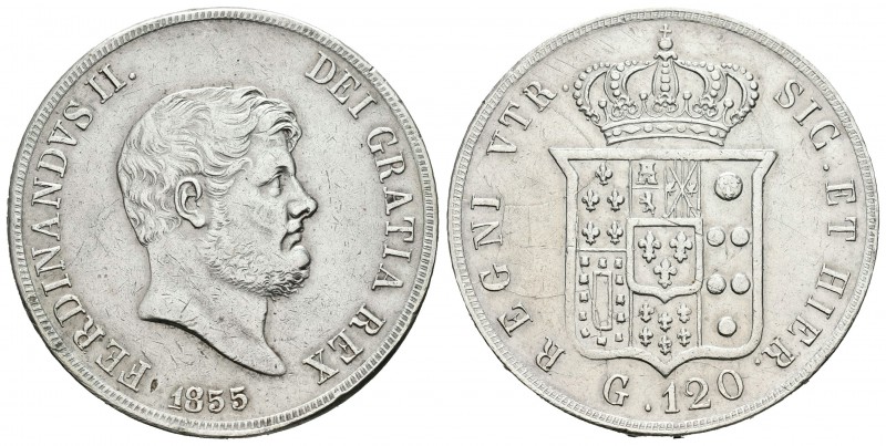 Italia. Reino de las dos Sicilias. Ferdinando II. Piastra (120 grana). 1855. (Km...