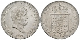 Italia. Nápoles y Sicilia. Ferdinando II. 120 grana. 1856. (Km-370). (Pagani-222). (Mont-804). Ag. 27,51 g. MBC+/EBC-. Est...65,00.