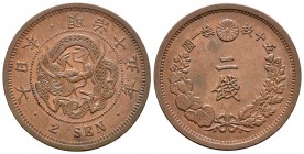Japón. Mutsuhito. 2 sen. 1882 (año 15). (Km-Y18.1). Ae. 14,18 g. EBC-. Est...20,00.