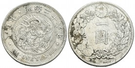 Japón. Mutsuhito. 1 yen. 1893. (Km-Y.A25.3). Ag. 26,90 g. Oxidaciones. MBC/MBC-. Est...20,00.