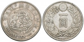 Japón. Mutsuhito. 1 yen. 1903 (año 36). (Km-Y.A25.3). Ag. 26,90 g. EBC-/MBC+. Est...60,00.