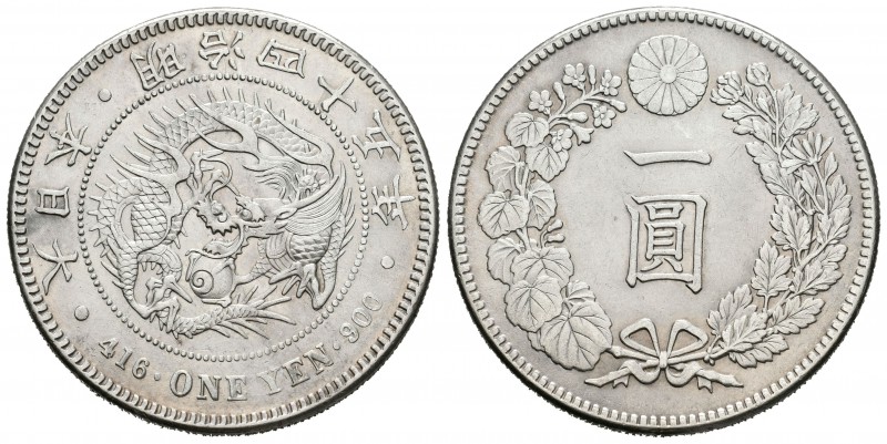Japón. Mutsuhito. 1 yen. 1912 (año 45). (Km-A.25.3). Ag. 26,89 g. EBC-. Est...70...