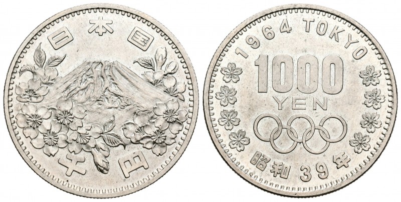 Japón. Hirohito. 1000 yen. 1964. (Km-80). Ag. 20,25 g. Juegos Olímpicos. SC. Est...