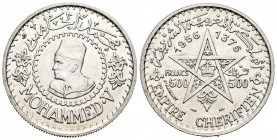 Marruecos. Mohamad V. 500 francos. 1956 (1376H). (Km-Y54). Ag. 22,44 g. EBC+. Est...35,00.