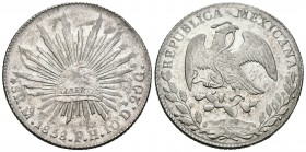 México. 8 reales. 1858. México. FH. (Km-377.10). Ag. 26,95 g. Brillo original. EBC. Est...110,00.