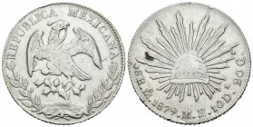 México. 8 reales. 1879. México. MH. (Km-377.10). Ag. 26,99 g. MBC. Est...35,00.