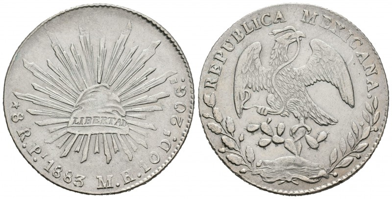México. 8 reales. 1883. San Luís de Potosí. MH. (Km-377.12). Ag. 26,99 g. Raya e...