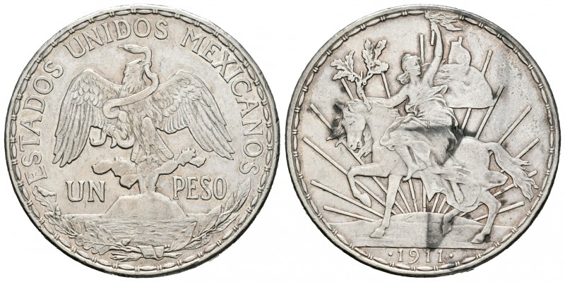 México. 1 peso. 1911. (Km-453). Ag. 27,09 g. EBC-. Est...75,00.
