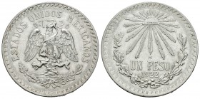 México. 1 peso. 1922. México. M. (Km-455). Ag. 16,51 g. EBC. Est...15,00.