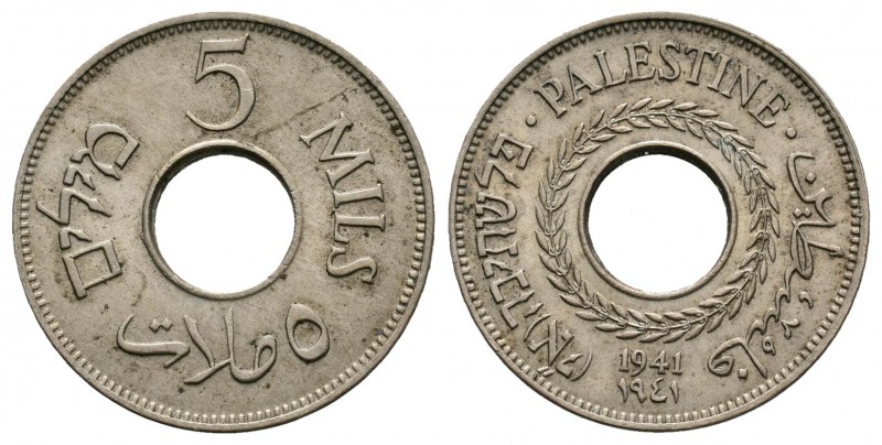 Palestina. 5 mils. 1941. (Km-3). Cu-Ni. 2,95 g. Escasa. EBC. Est...60,00.