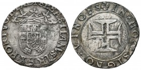 Portugal. Sebastián I (1557-1578). 1 tostao. Lisboa. (Gomes-50.08). Ag. 8,46 g. Escasa. MBC/MBC-. Est...90,00.