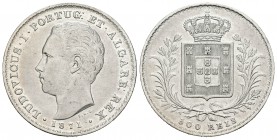 Portugal. Luiz I. 500 reis. 1871. (Km-1871). (Gomes-12.08). Ag. 12,36 g. Limpiada. MBC/MBC+. Est...30,00.