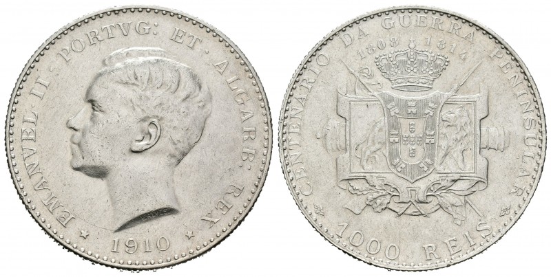 Portugal. Emanuel II. 1000 reis. 1910. (Km-558). (Gomes-07.01). Ag. 24,97 g. Gue...