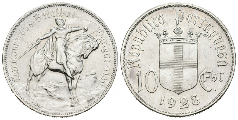 Portugal. 10 escudos. 1928. (Km-579). (Gomes-42.01). Ag. 12,45 g. MBC+. Est...30...