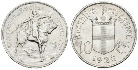 Portugal. 10 escudos. 1928. (Km-579). (Gomes-42.01). Ag. 12,45 g. MBC+. Est...30,00.