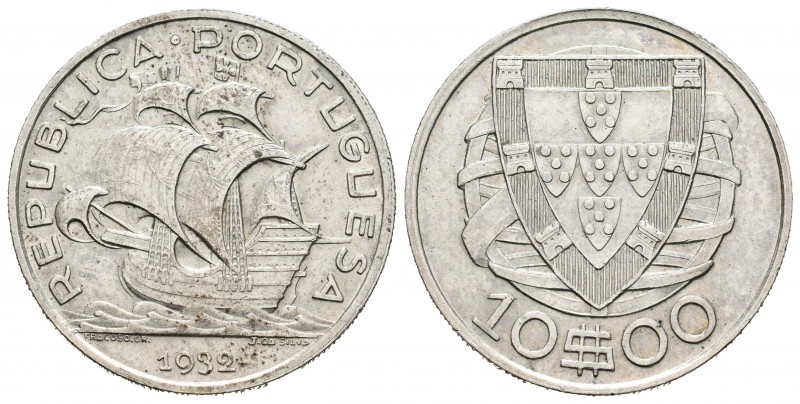 Portugal. 10 escudos. 1932. (Km-582). Ag. 12,64 g. Escasa. EBC. Est...35,00.