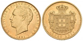 Portugal. Luiz I. 10000 reis. 1881. (Km-520). (Gomes-17.06). Au. 17,61 g. Restos de brillo original. EBC+. Est...800,00.