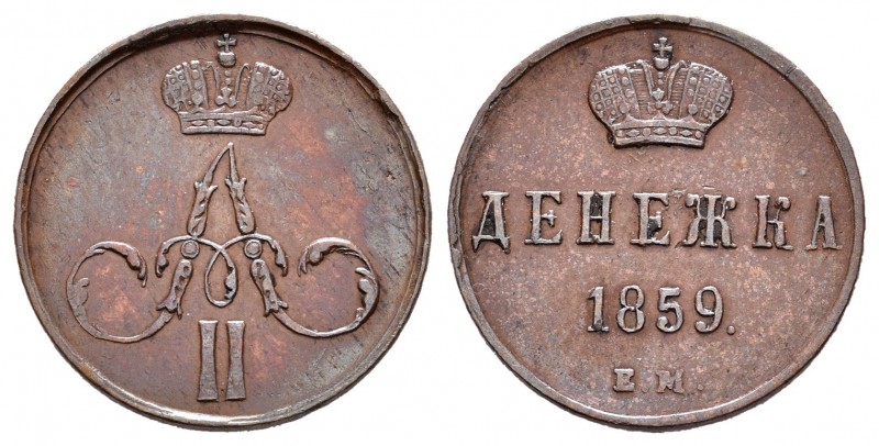 Rusia. Alexander II. 1/2 kopeck. 1859. Ekaterinburg. (Km-Y2.1). Ae. 2,47 g. EBC-...