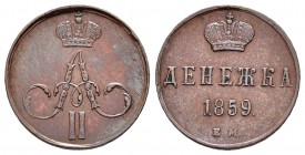 Rusia. Alexander II. 1/2 kopeck. 1859. Ekaterinburg. (Km-Y2.1). Ae. 2,47 g. EBC-. Est...35,00.