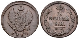 Rusia. Alexander I. 2 kopecks. 1820. Kolyvan. (Km-118.5). Ae. 13,19 g. MBC+. Est...20,00.