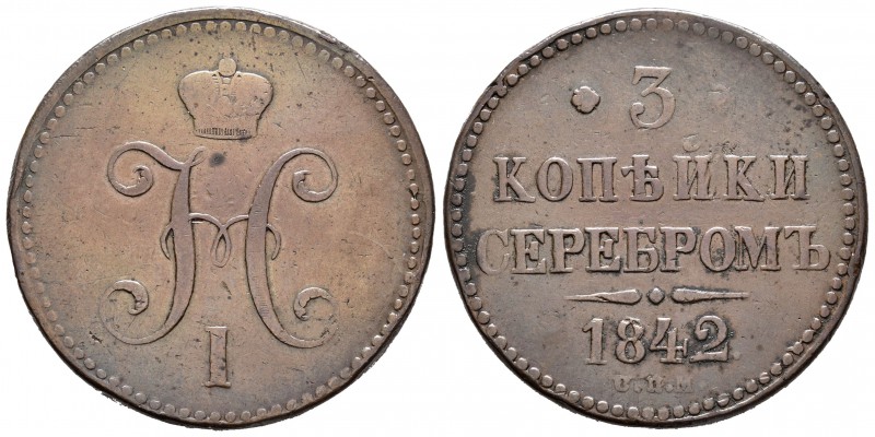 Rusia. Nicholas I. 3 kopecks. 1842. San Petesburgo. (Km-C146.3). (Bitkin-811). A...
