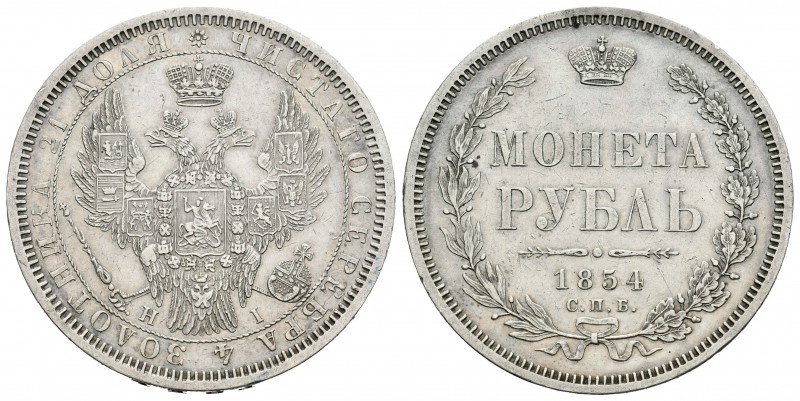 Rusia. Nicholas I. 1 rublo. 1854. San Petesburgo. HI. (Km-168.1). (Bitkin-234). ...