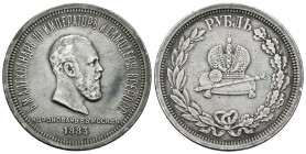 Rusia. Alexander III. 1 rublo. 1883. San Petesburgo. (Km-Y43). (Bitkin-217). Ag. 20,49 g. Coronación. MBC. Est...90,00.