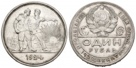 Rusia. 1 rublo. 1924. (Km-90.1). Ag. 19,92 g. EBC+. Est...70,00.
