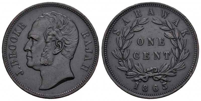 Sarawak. J. Brooke Rajah. 1 cent. 1863. (Km-3). Ae. 9,42 g. MBC+. Est...60,00.