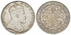 Straits Settlements. George V. 1 dollar. 1908. (Km-26). Ag. 20,16 g. MBC+/EBC-. Est...60,00.