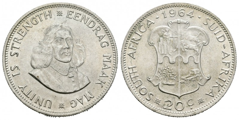 Sudáfrica. 20 cents. 1964. (Km-61). Ag. 11,32 g. SC-. Est...18,00.