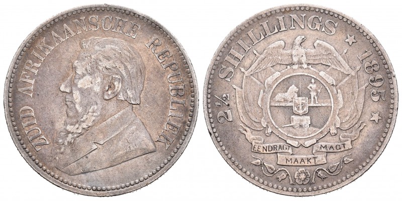 Sudáfrica. 2 1/2 shillings. 1895. (Km-7). Ag. 13,97 g. Escasa. MBC-. Est...100,0...