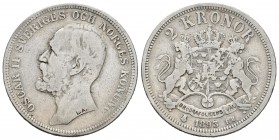 Suecia. Oscar II. 2 coronas. 1893. EB. (Km-761). Ag. 14,71 g. Escasa. BC+. Est...35,00.