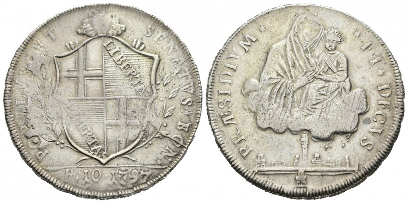 Italia. Bolonia. Gobierno Popular. Escudo de 10 paoli. 1797. (Km-339). (Dav-1359...