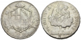 Italia. Bolonia. Gobierno Popular. Escudo de 10 paoli. 1797. (Km-339). (Dav-1359). Ag. 29,01 g. Marquitas. Rara. MBC+. Est...150,00.
