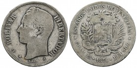 Venezuela. Venezolano. 1876. París. A. (Km-Y16). Ag. 24,12 g. Muy rara. BC. Est...50,00.