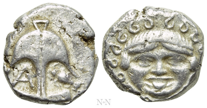 THRACE. Apollonia Pontika. Drachm (Circa 470-435 BC). 

Obv: Upright anchor; A...