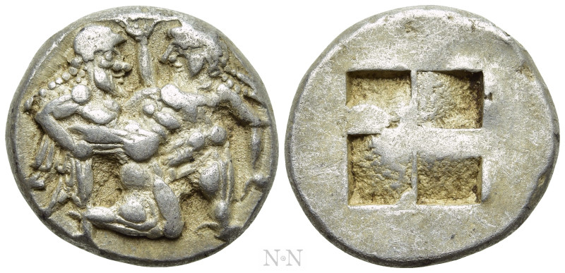 THRACE. Thasos. Stater (Circa 500-480 BC). 

Obv: Ithyphallic satyr advancing ...