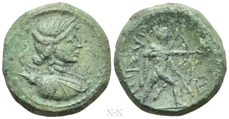 THRACE. Thasos. Ae (Circa 168/7-90/80 BC). 

Obv: Draped bust of Artemis right...