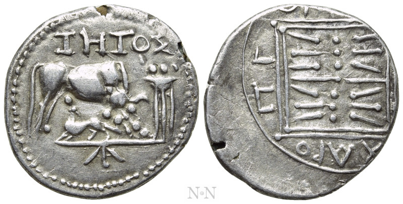 ILLYRIA. Dyrrhachion (1st century BC). Contemporary imitation. 

Obv: ZΕΝΩΝ. ...