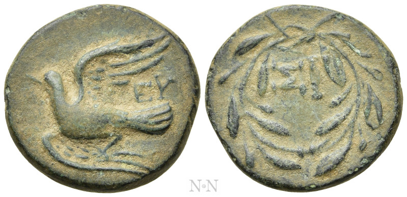 SIKYONIA. Sikyon. Ae (Circa 196-149 BC). 

Obv: Dove flying left; EY above.
R...