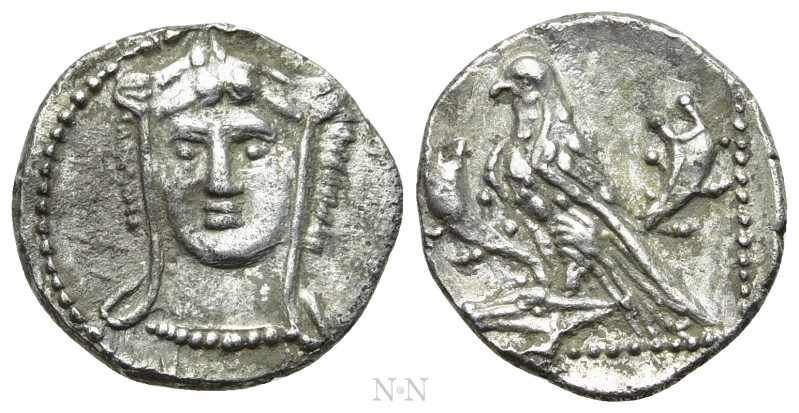 CILICIA. Uncertain. Obol (4th century BC). 

Obv: Facing head of Herakles, wea...