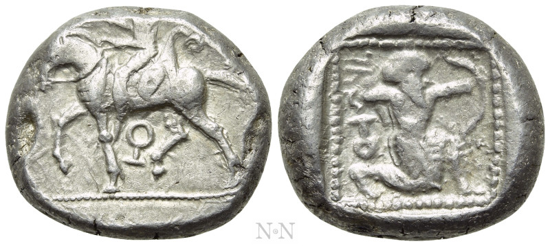 CILICIA. Tarsos. Stater (Circa 420-410 BC). 

Obv: Horseman riding left, holdi...