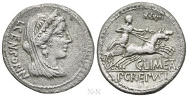 P. CREPUSIUS, C. LIMETANUS L. CENSORINUS. Denarius (82 BC). Rome