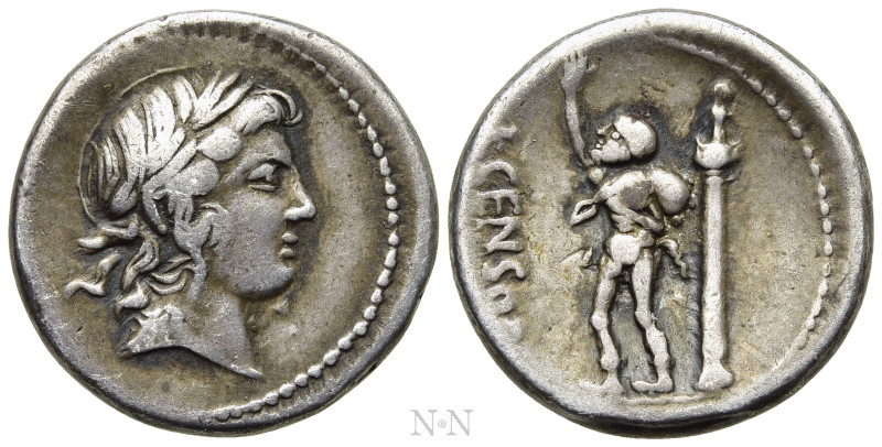 L. CENSORINUS. Denarius (82 BC). Rome. 

Obv: Laureate head of Apollo right.
...