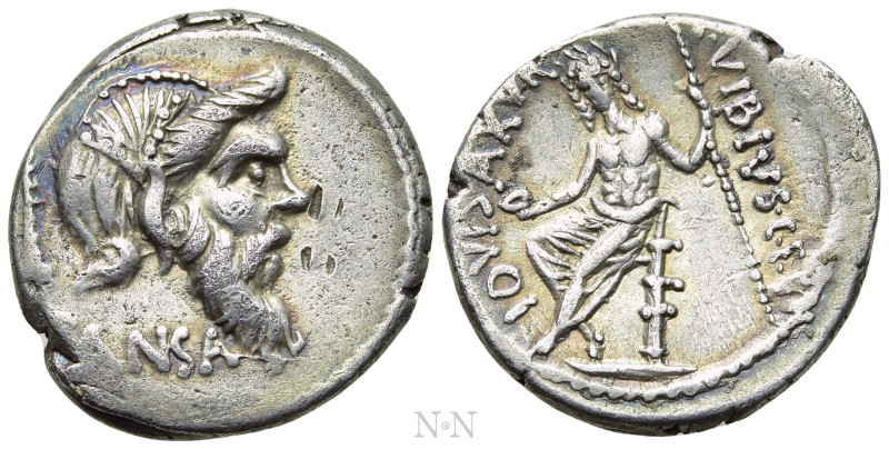 C. VIBIUS C.F. CN. PANSA CAETRONIANUS. Denarius (48 BC). Rome. 

Obv: PANSA. ...