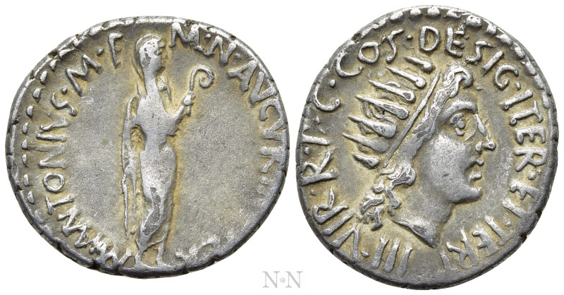 MARK ANTONY. Denarius (38 BC). Uncertain mint in Greece (Athens?). 

Obv: M AN...