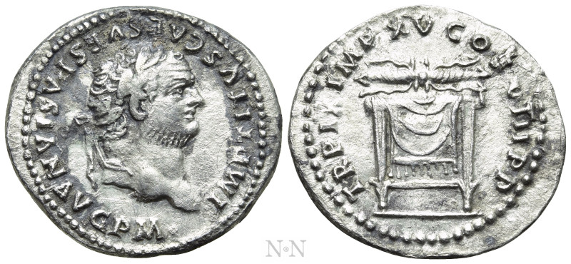 TITUS (79-81). Denarius. Rome. 

Obv: IMP TITVS CAES VESPASIAN AVG P M. 
Laur...