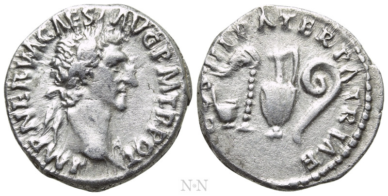 NERVA (96-98). Denarius. Rome. 

Obv: IMP NERVA CAES AVG P M TR POT. 
Laureat...